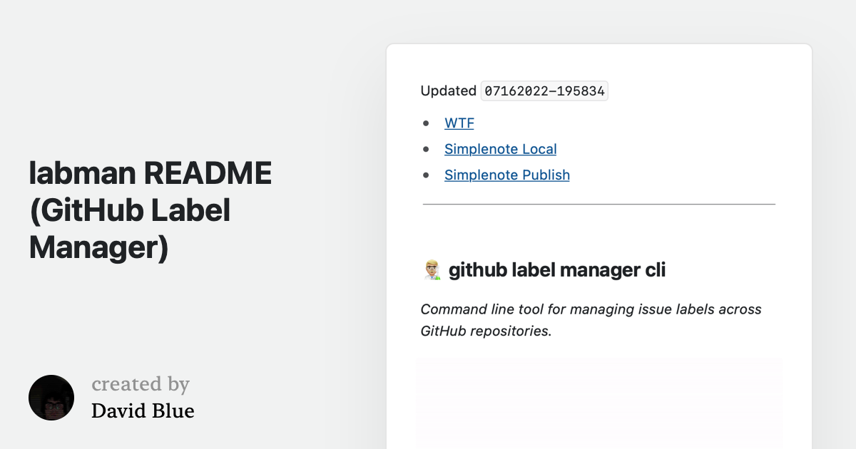 labman README (GitHub Label Manager)