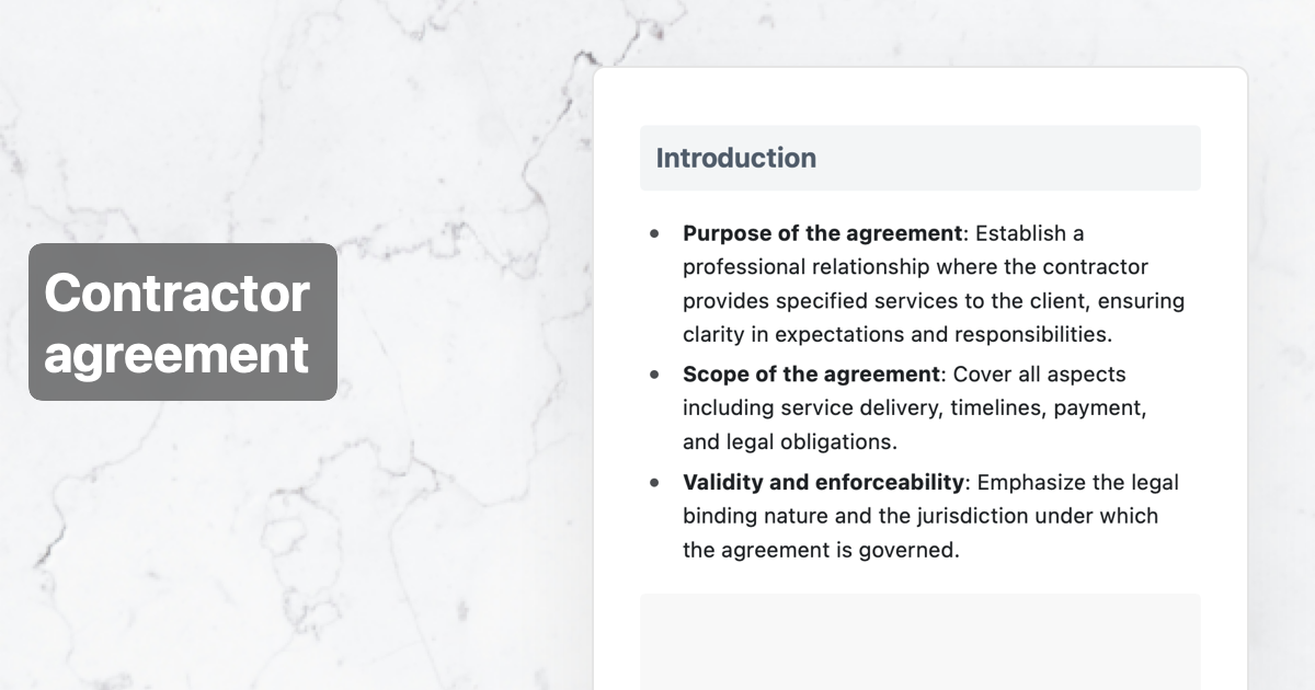 Contractor agreement