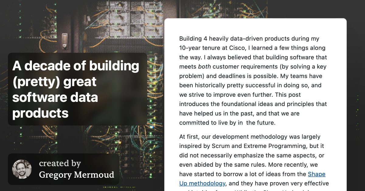 A decade of building (pretty) great software data products
