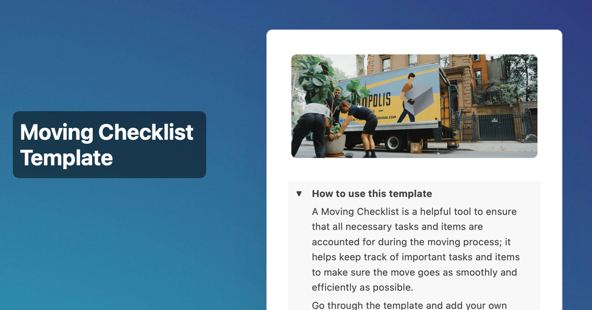 Moving Checklist Template