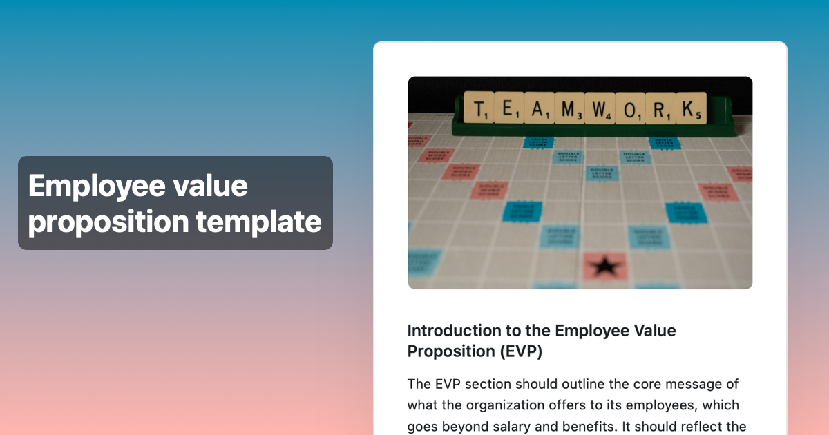 Employee value proposition template