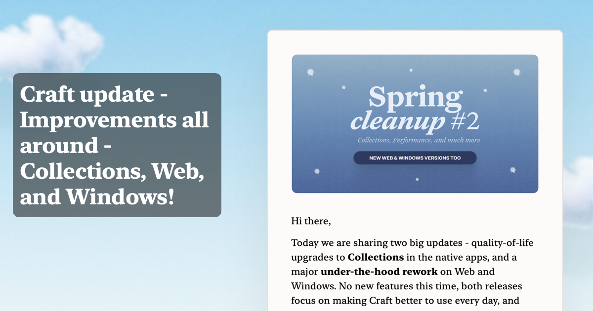 Craft update - Improvements all around - Collections, Web, and Windows!