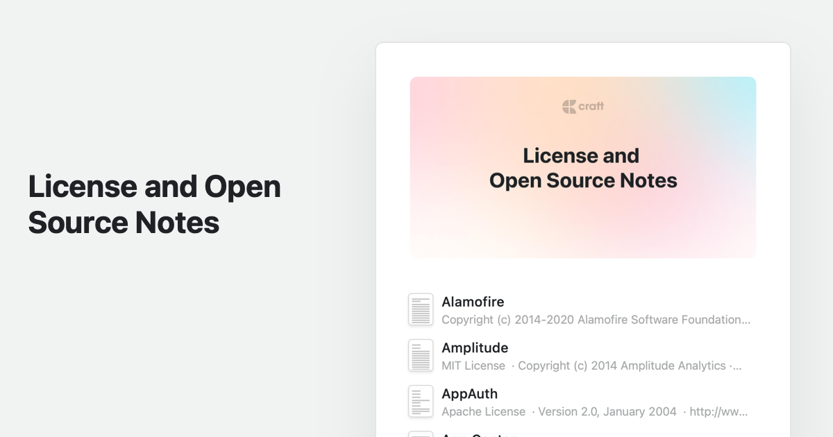 License and Open Source Notes