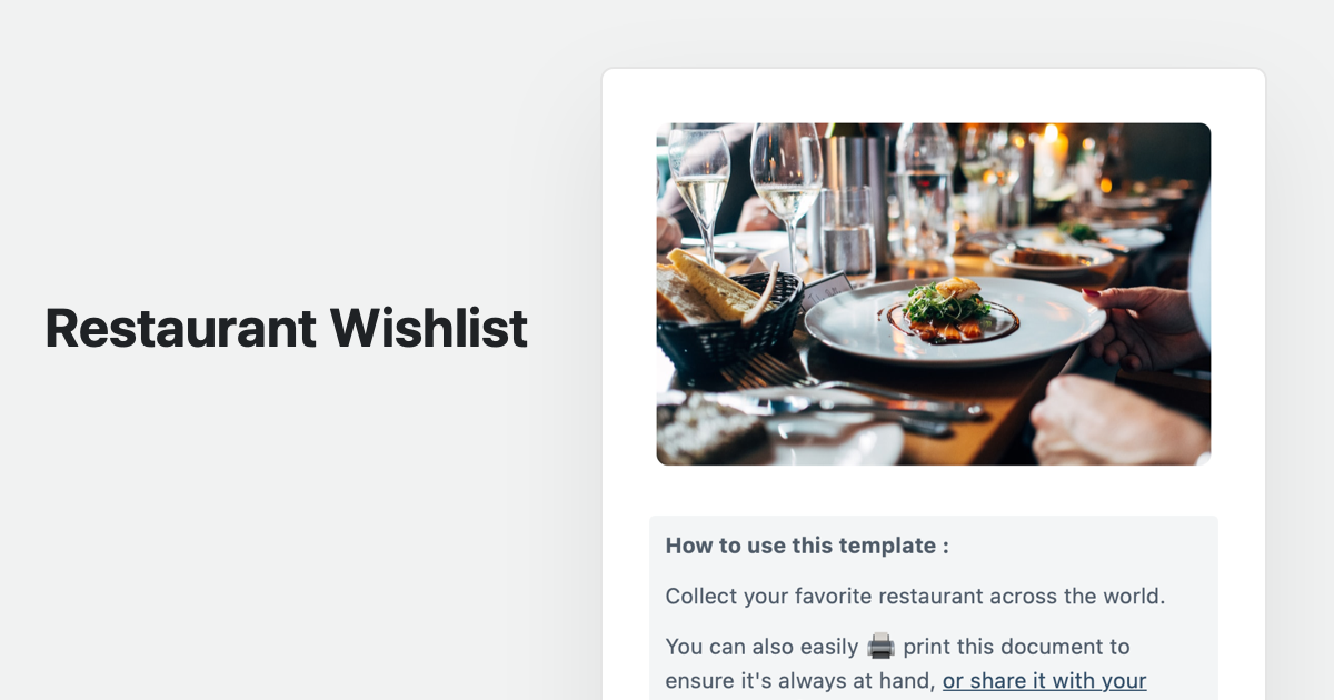Restaurant Wishlist