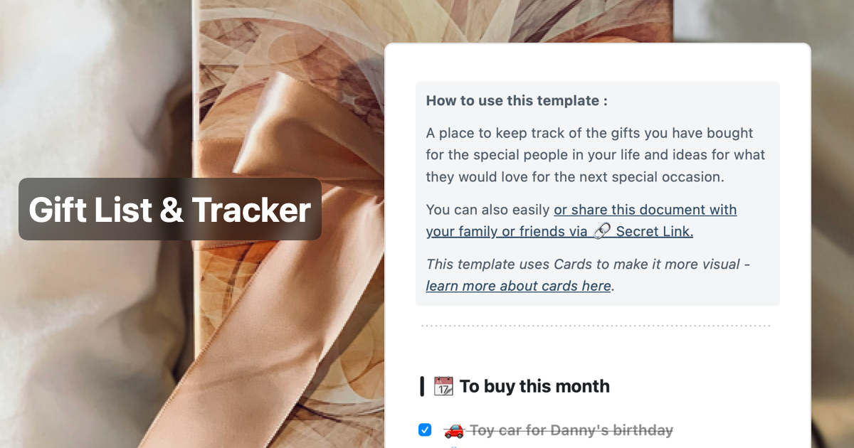 Gift List & Tracker